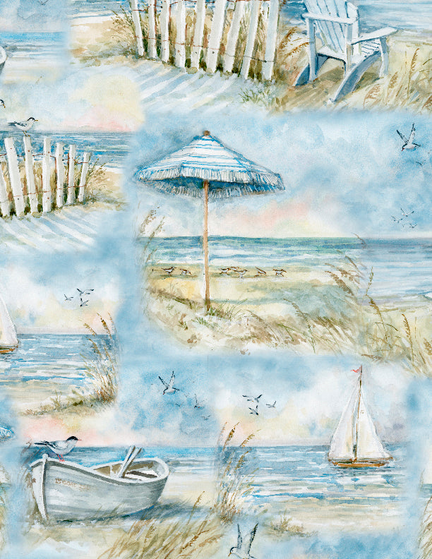 Coastal Sanctuary Quilt Fabric - Scenic Print in Multi - 3023 39782 421