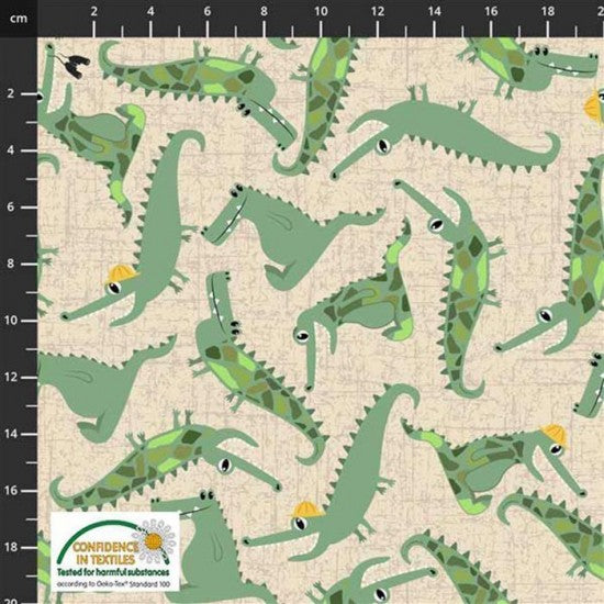 Coco's Safari Quilt Fabric - Crocodile in Sand Tan - 4501-906