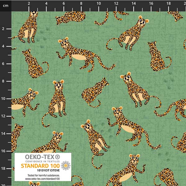 Coco's Safari Quilt Fabric - Leopard in Green - 4501-900