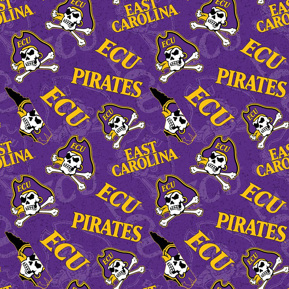 College Cottons Quilt Fabric - East Carolina University (ECU) Tossed - ECU-1178