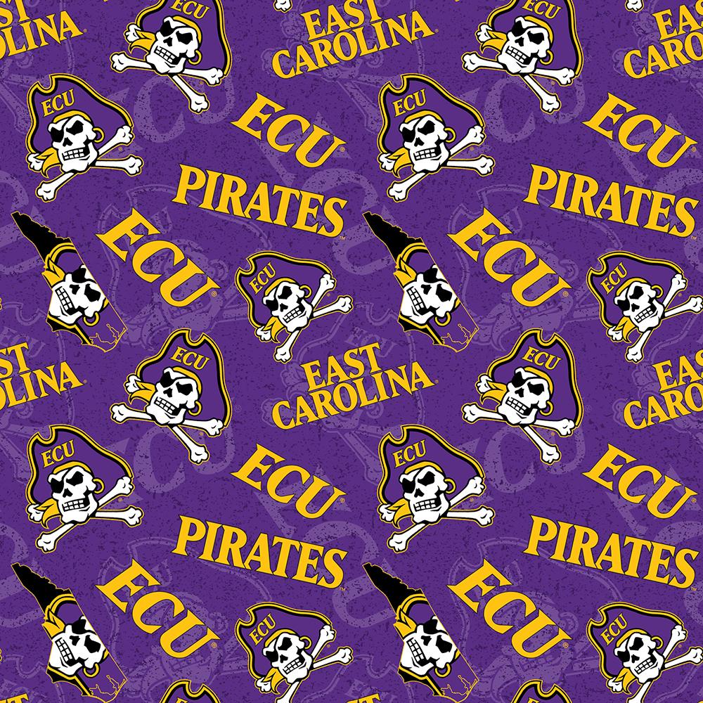 College Cottons Quilt Fabric - East Carolina University (ECU) Tossed - ECU-1178