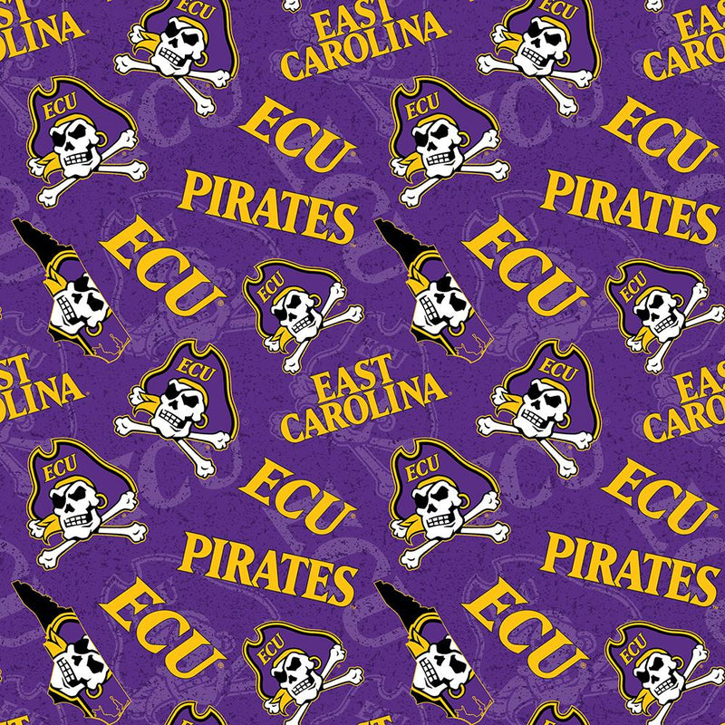 College Cottons Quilt Fabric - East Carolina University (ECU) Tossed - ECU-1178