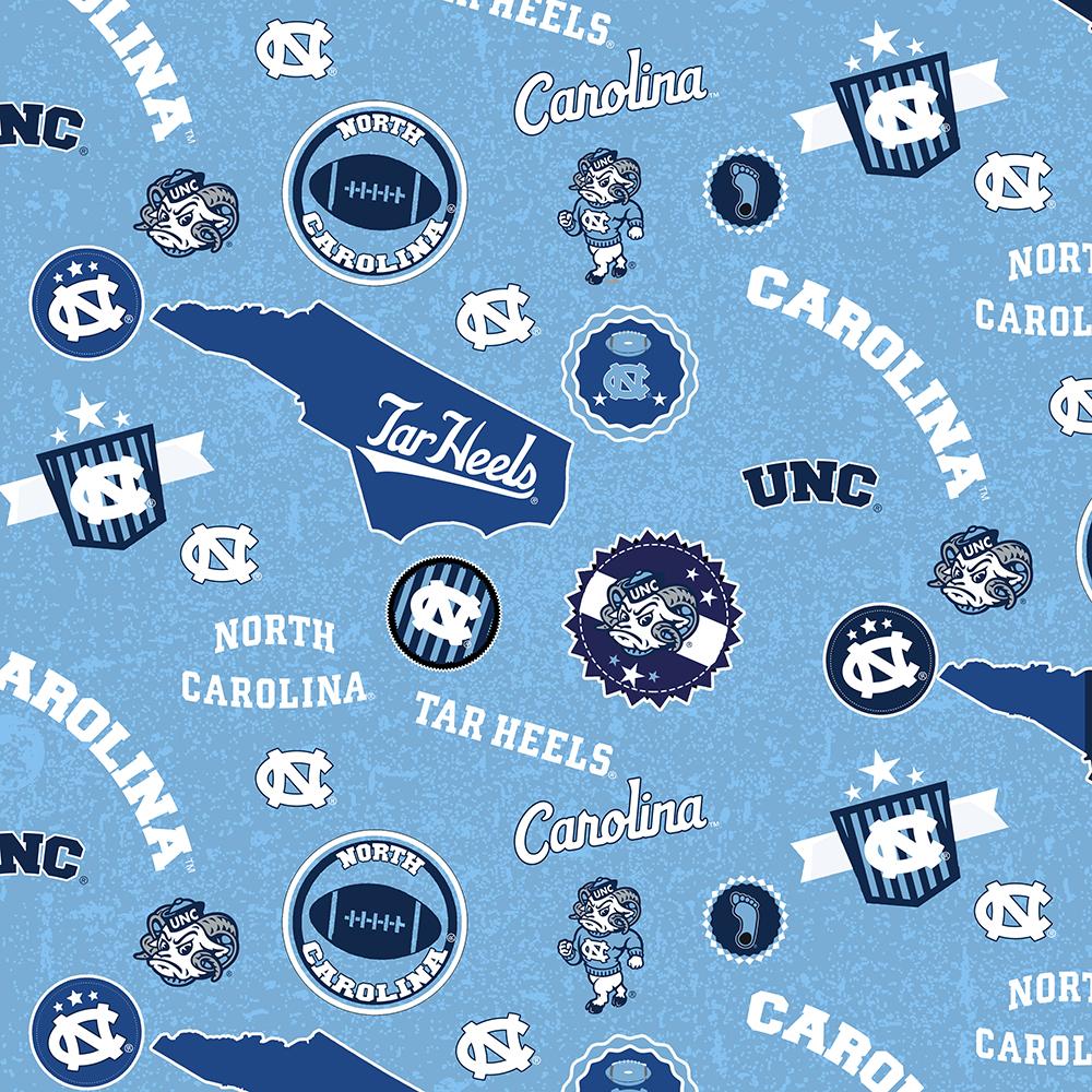 College Cottons Quilt Fabric - University of North Carolina (UNC) Map Toss - NC-1208