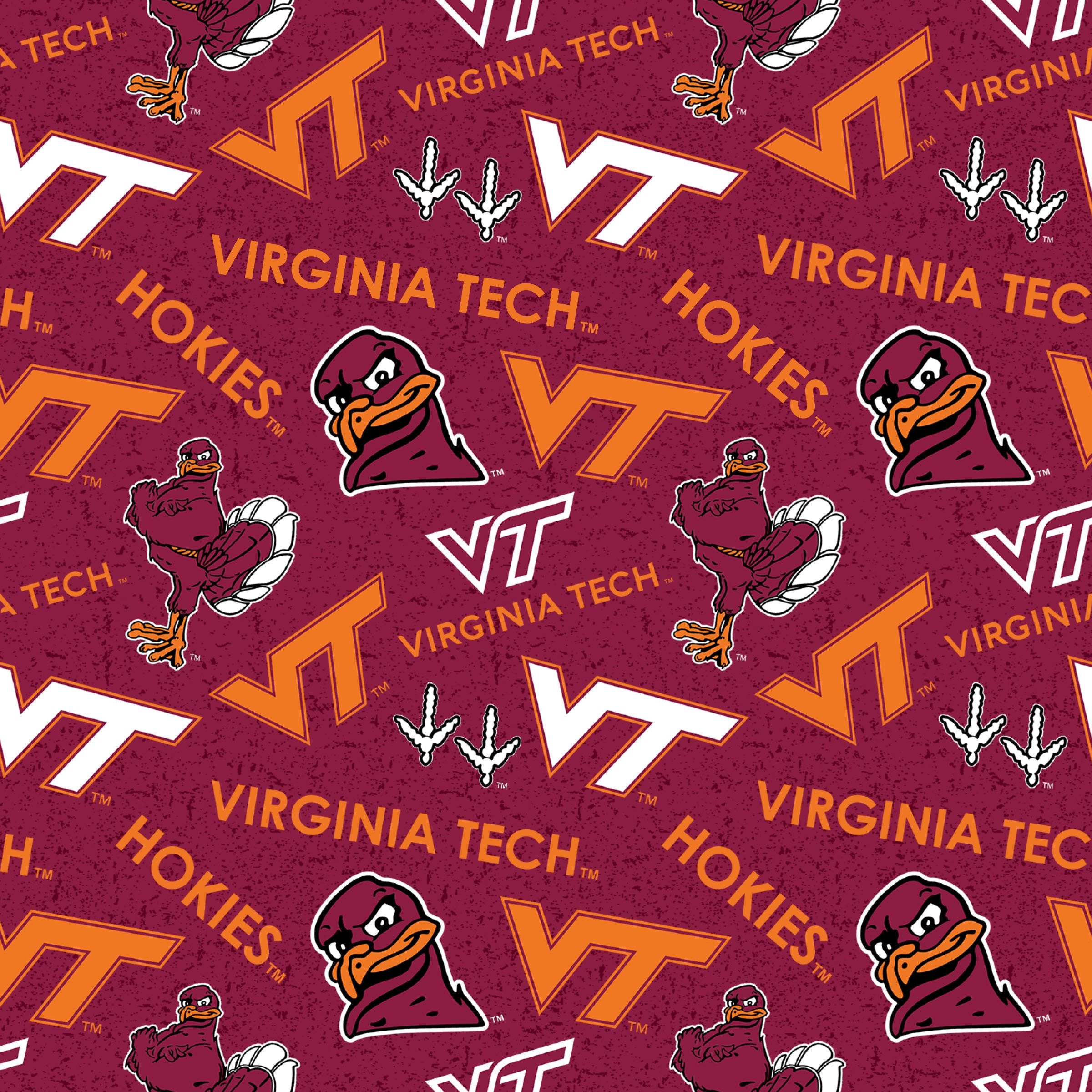 College Cottons Quilt Fabric - Virginia Tech Toss in Maroon - VT-1178