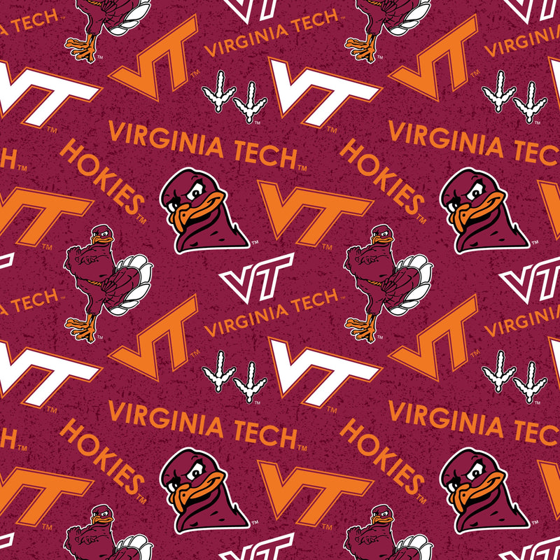 College Cottons Quilt Fabric - Virginia Tech Toss in Maroon - VT-1178