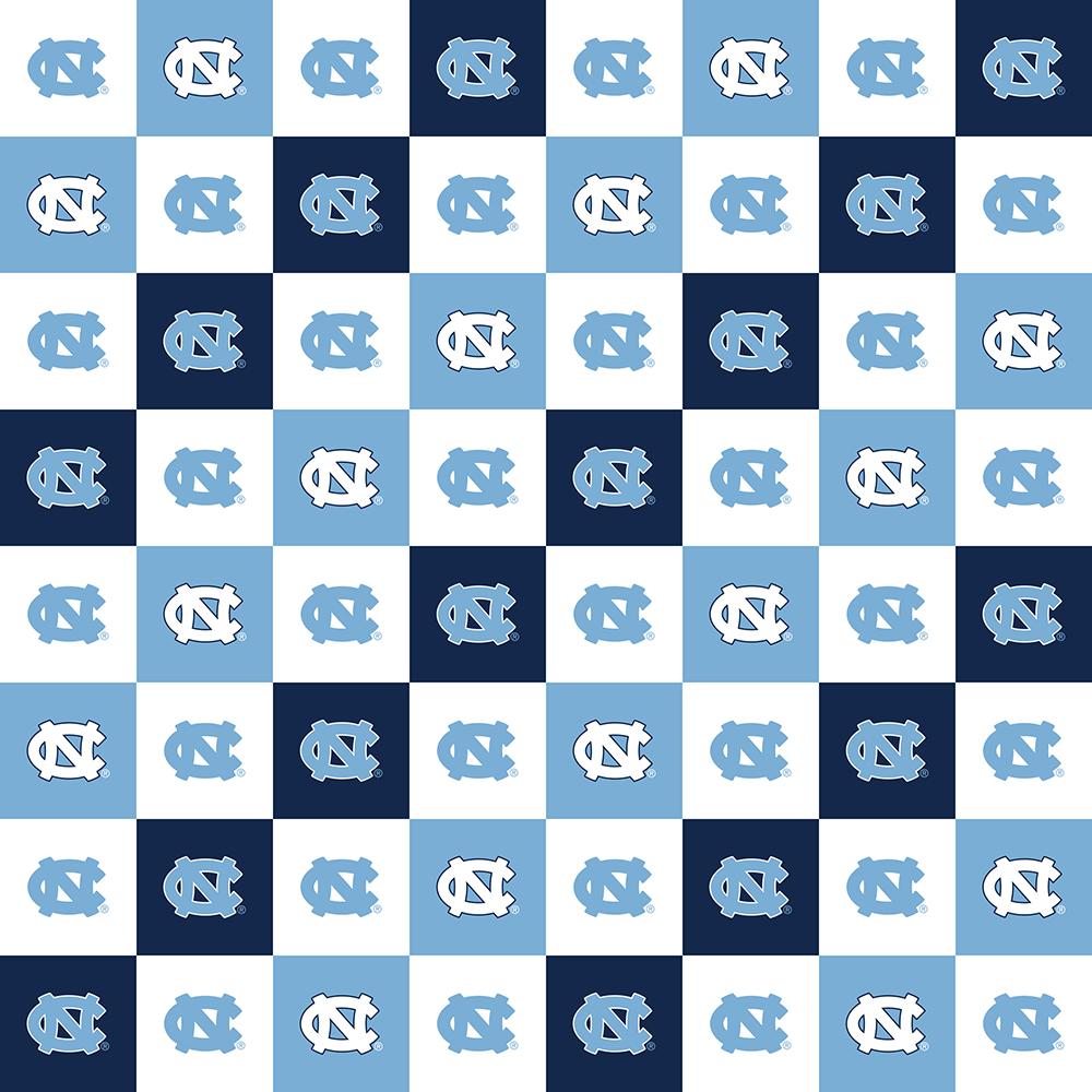 College Prints Quilting Fabric - University of North Carolina (UNC) Collegiate Check in Blue/White - NC-1158