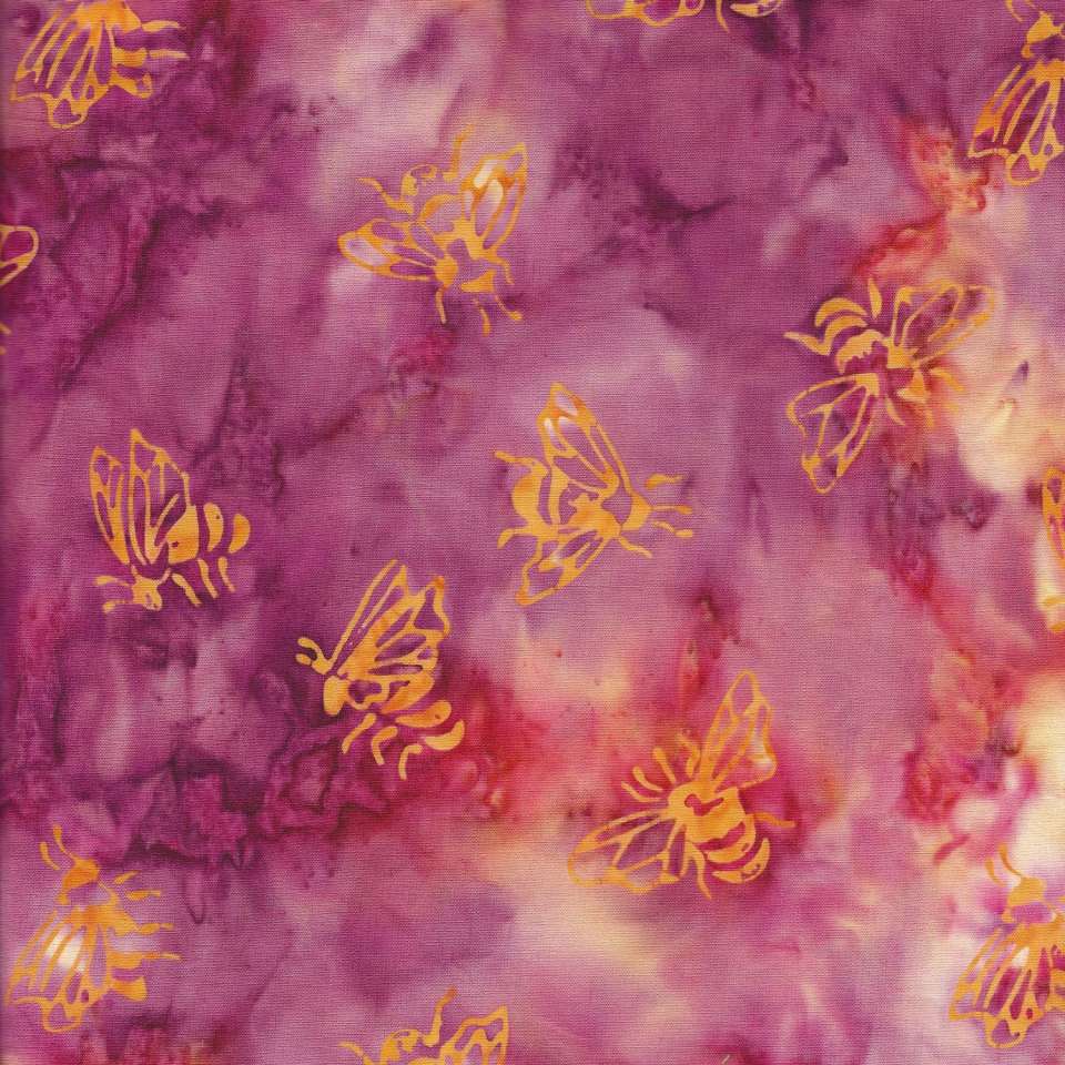 Color Me Happy Batik Quilt Fabric - Bees in Fuschia/Multi - 5745