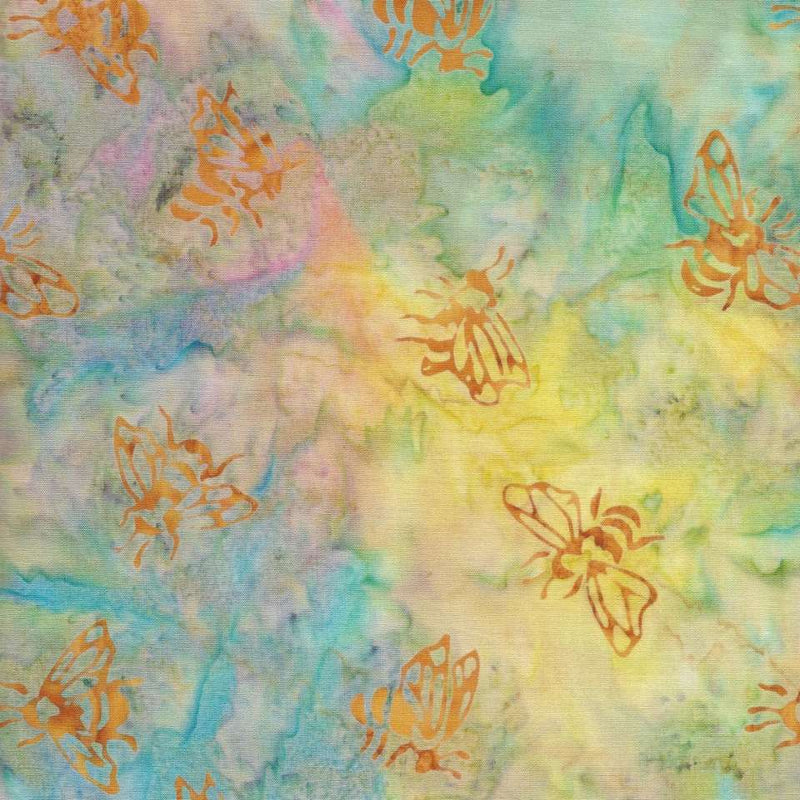 Color Me Happy Batik Quilt Fabric - Bees in Pastel/Multi - 5743