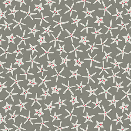 Commotion in the Ocean Quilt Fabric - Starfish in Medium Gray - 2136-92