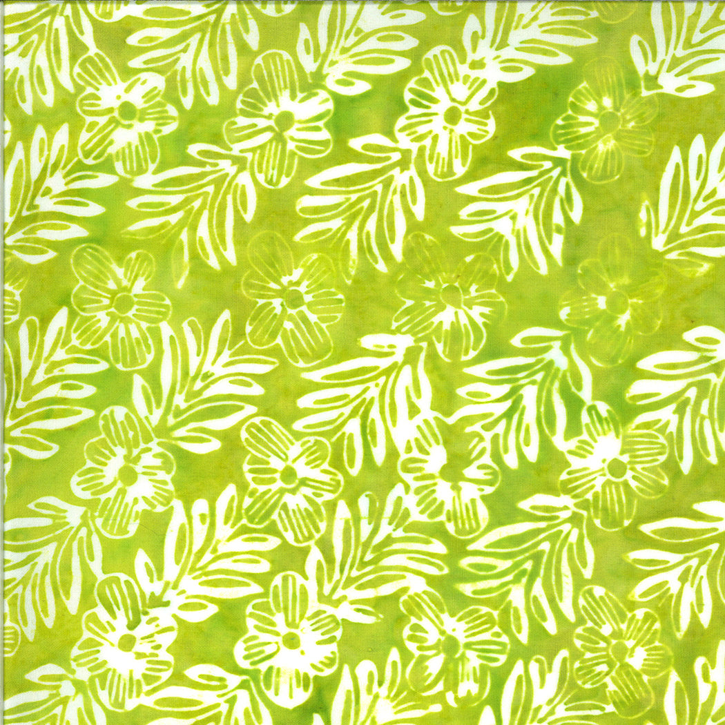 Confection Batiks Quilt Fabric - Mayleen Floral Vines in Lime Green - 27310 117