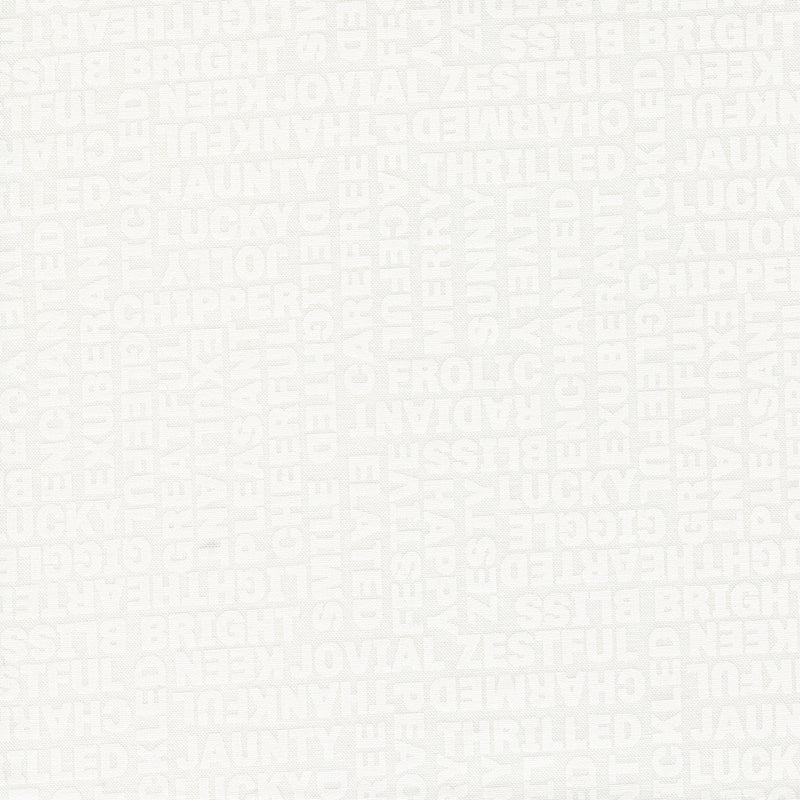 Coriander Seeds Quilt Fabric - Happy Words in White on White - 29141 11
