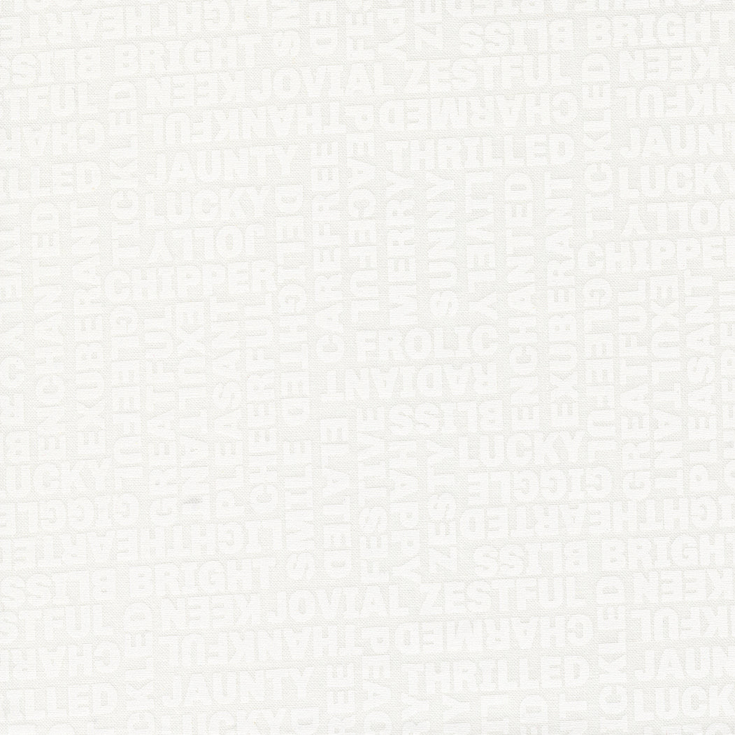 Coriander Seeds Quilt Fabric - Happy Words in White on White - 29141 11