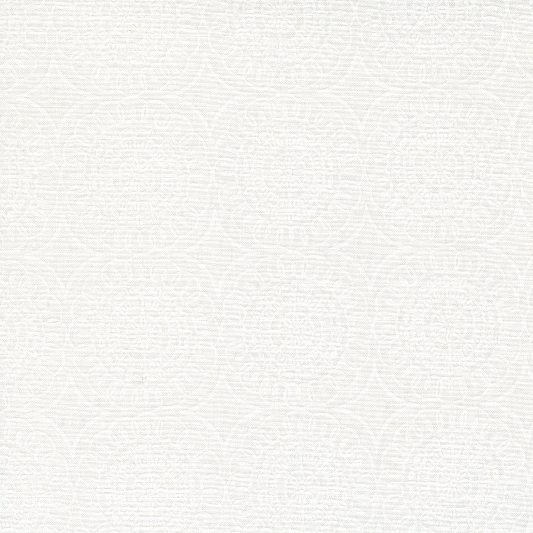 Coriander Seeds Quilt Fabric - Medallion in White on White - 29147 11