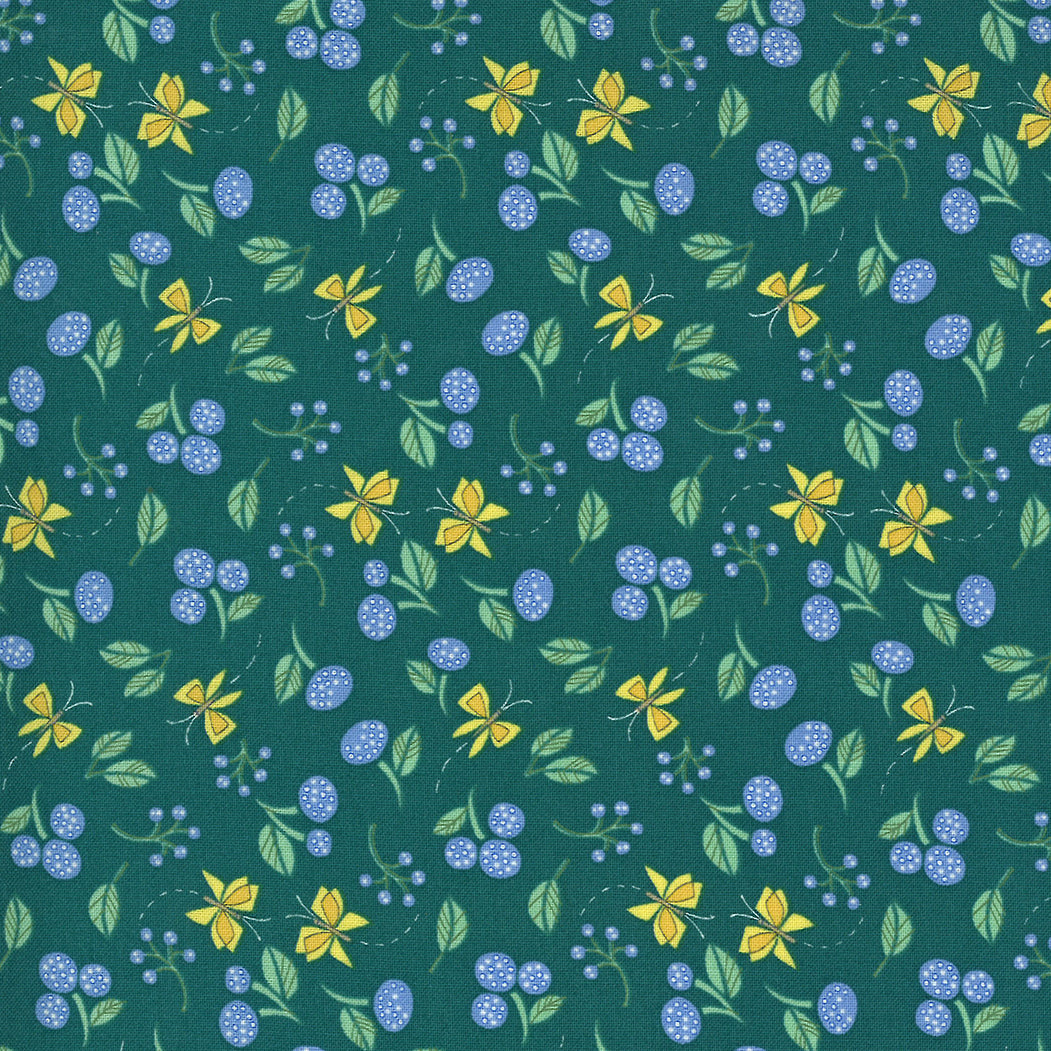 Cottage Bleu Quilt Fabric - Little Drawings in Pond Turquoise/Multi - 48693 15