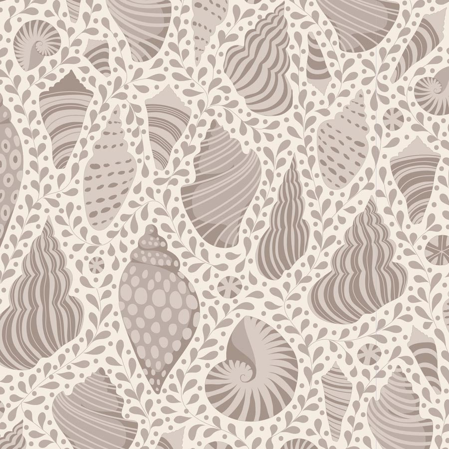 Cotton Beach Quilt Fabric by Tilda's World - Beach Shells in Grey/Gray - 110025