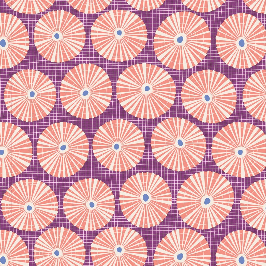 Cotton Beach Quilt Fabric by Tilda's World - Limpet Shell in Lilac Purple - 100323