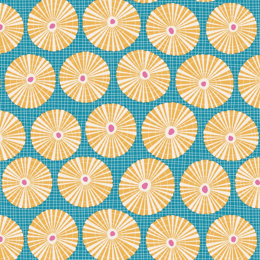 Cotton Beach Quilt Fabric by Tilda's World - Limpet Shell in Teal - 100338