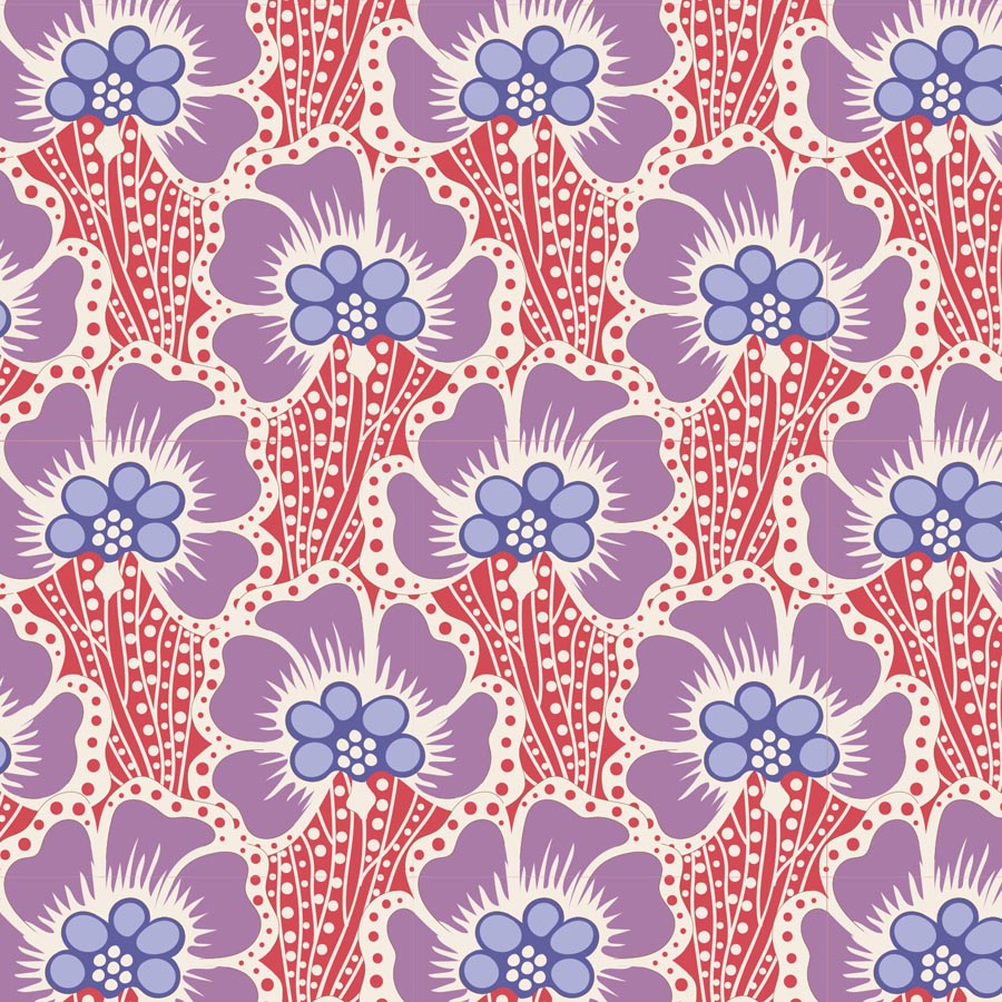 Cotton Beach Quilt Fabric by Tilda's World - Ocean Flower in Coral Pink - 100325