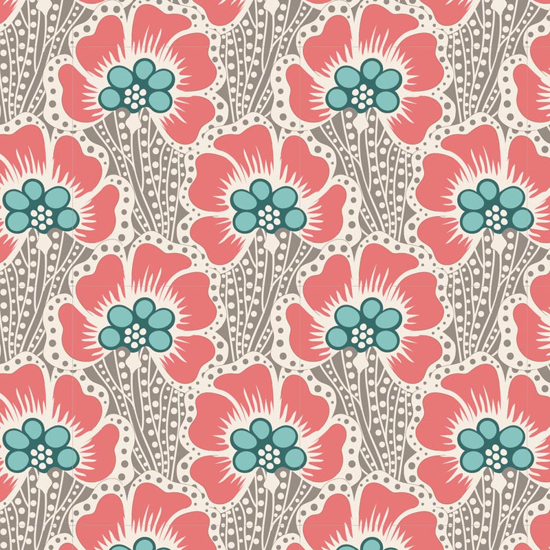 Cotton Beach Quilt Fabric by Tilda's World - Ocean Flower in Gray - 100330