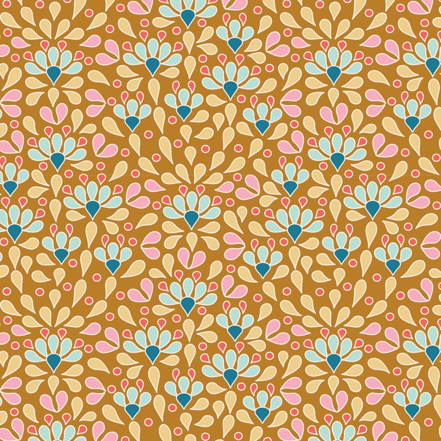 Cotton Beach Quilt Fabric by Tilda's World - Sea Anemone in Honey Gold - 100337