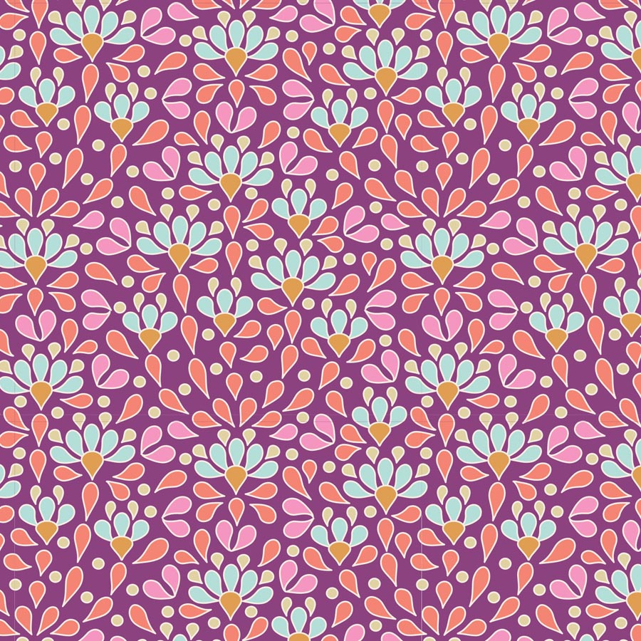 Cotton Beach Quilt Fabric by Tilda's World - Sea Anemone in Lilac Purple - 100322