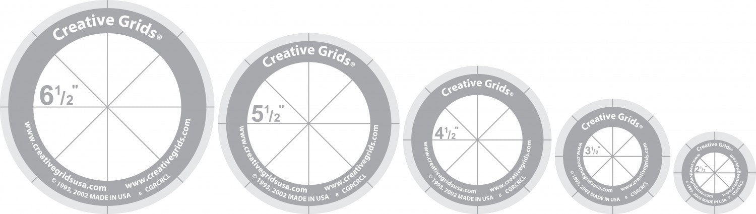 Creative Grids Quilt Ruler Circles Quilt Rulers - set of 5 Discs with Grips - CGRCRCL