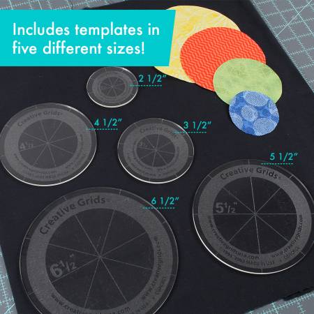 Creative Grids Quilt Ruler Circles Quilt Rulers - set of 5 Discs with Grips - CGRCRCL