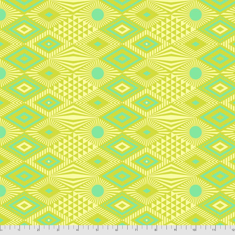 Daydreamer Quilt Fabric by Tula Pink - Lucy Diamonds in Pineapple Yellow/Green - PWTP096.PINEAPPLE