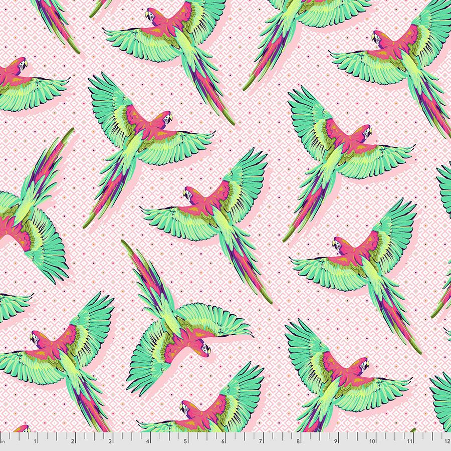 Daydreamer Quilt Fabric by Tula Pink - Macaw Ya Later in Dragonfruit Green/Pink - PWTP170.DRAGONFRUIT