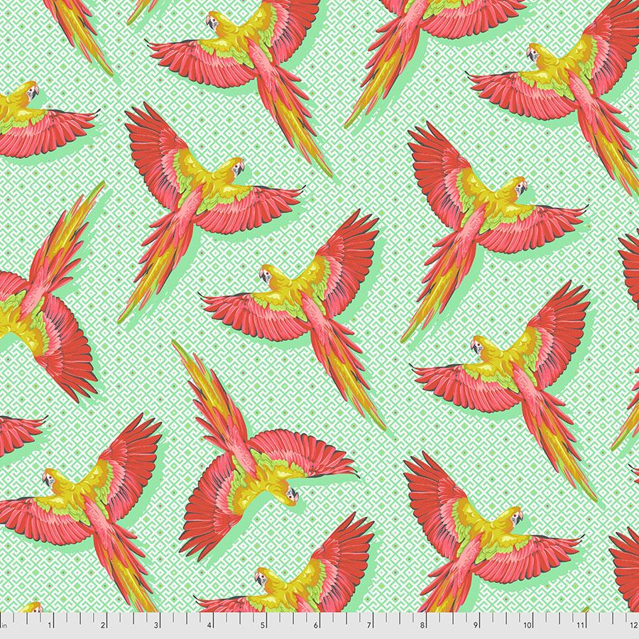 Daydreamer Quilt Fabric by Tula Pink - Macaw Ya Later in Mango Orange/Green - PWTP170.MANGO