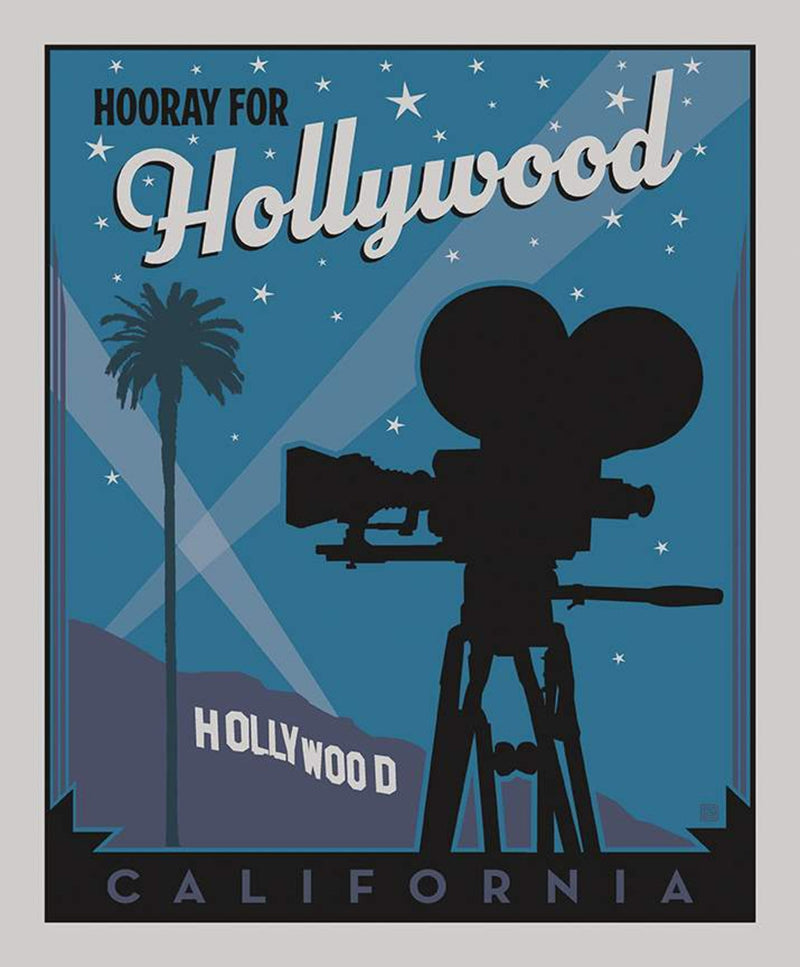 Destinations Quilt Fabric - Hollywood Poster Panel - P10020-HOLLYWOOD - SOLD AS A 36" PANEL