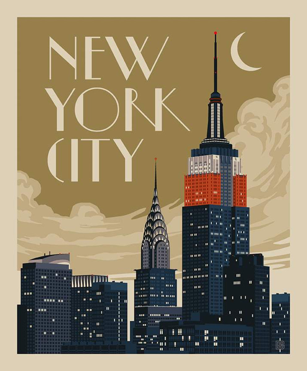 Destinations Quilt Fabric - New York City Skyline Poster Panel - P10024-SKYLINE - SOLD AS A 36" PANEL
