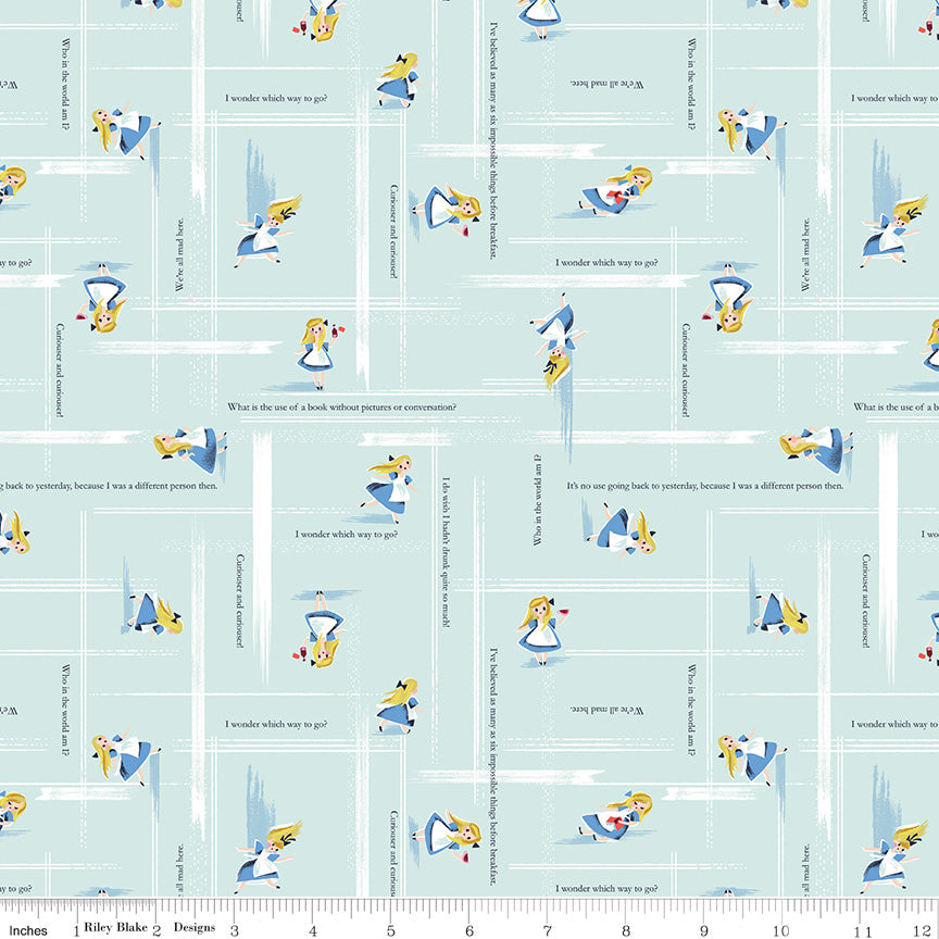 Down the Rabbit Hole Quilt Fabric - Alice Toss in Bleached Denim - C12946-BLEACHEDDENIM