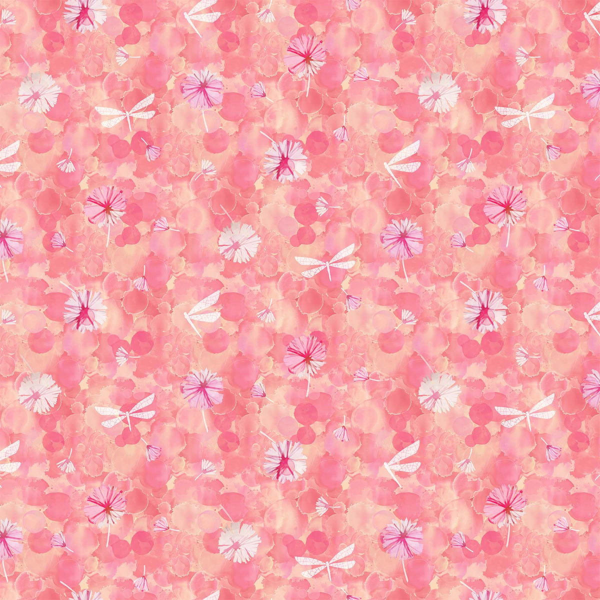 Dragonfly Dreams Quilt Fabric - Floral and Dragonfly in Peach/Multi - DP24830-51