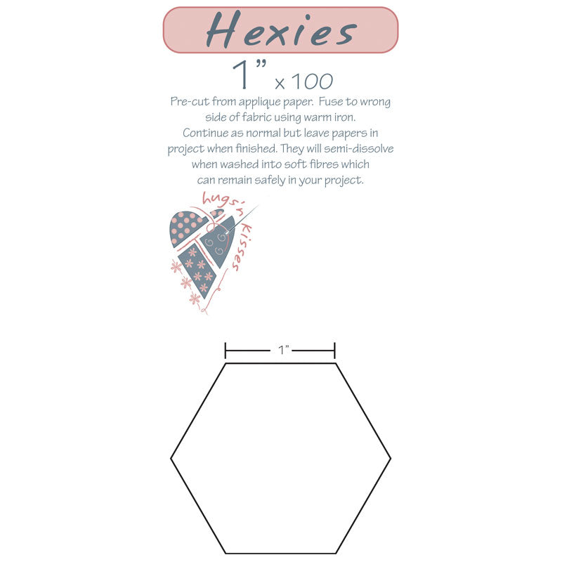 EPP Iron Ons - Washaway Hexies for English Paper Piecing, 100 ct, 1" - HNK HABY04