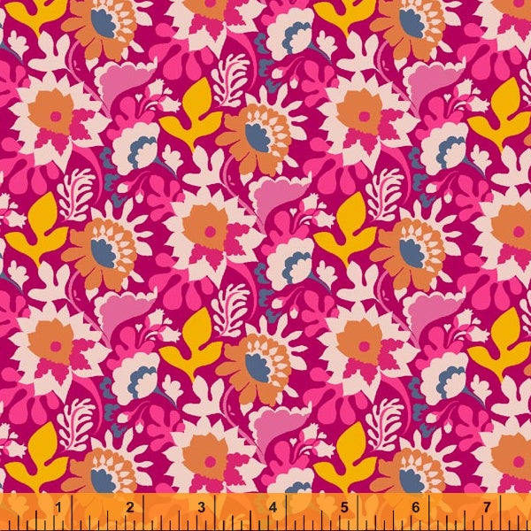 Eden Quilt Fabric - Flower Trail in Hot Pink - 52811-11