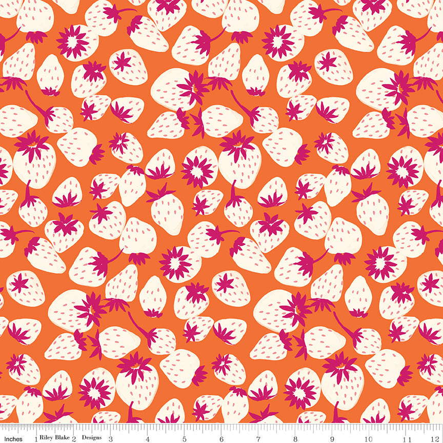 Eden Quilt Fabric - Strawberries in Orange - C12923-ORANGE