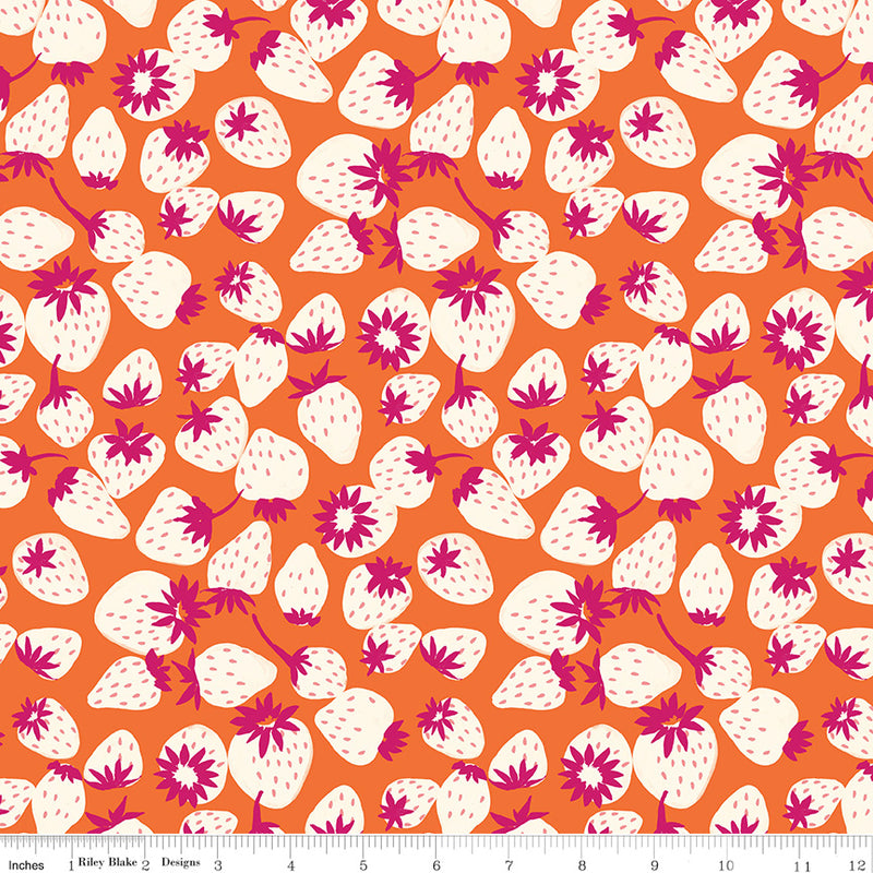Eden Quilt Fabric - Strawberries in Orange - C12923-ORANGE