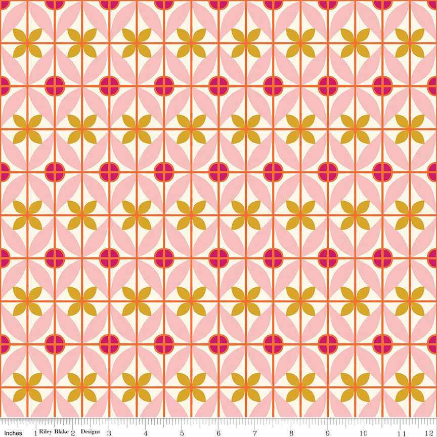 Eden Quilt Fabric - Tile in Cream - C12922-CREAM