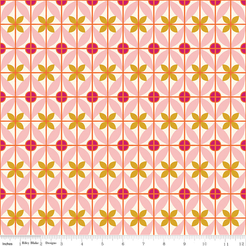 Eden Quilt Fabric - Tile in Cream - C12922-CREAM