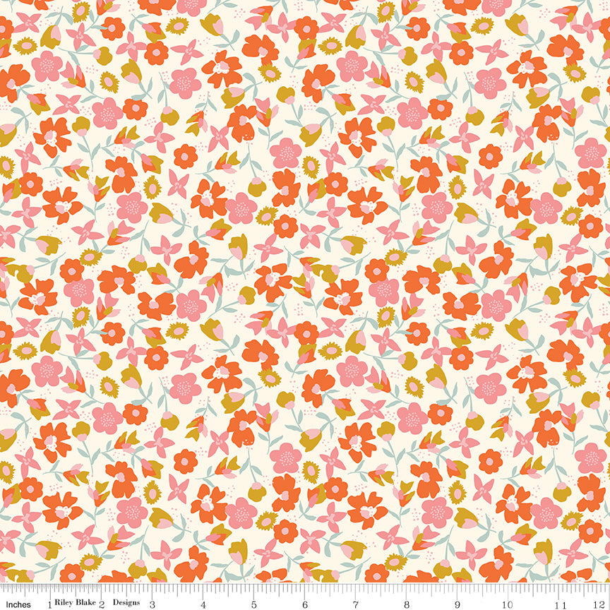 Eden Quilt Fabric - Wildflowers Small Floral in Cream - C12926-CREAM
