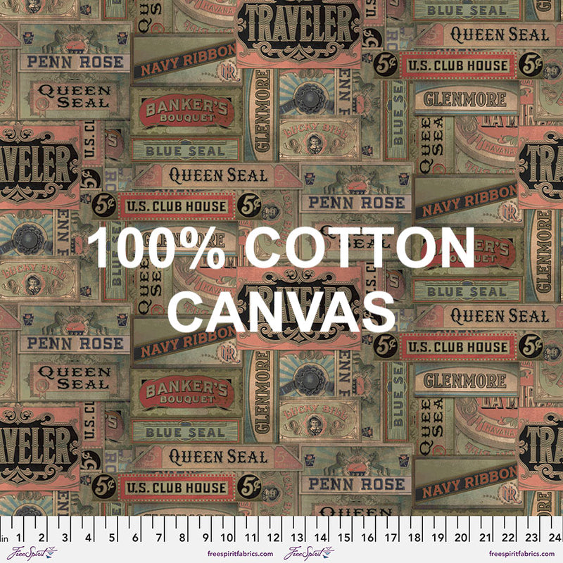 Embark Cotton Canvas Fabric by Tim Holtz - Cigar Box in Multi - CCTH006.MULTI - 100% COTTON CANVAS