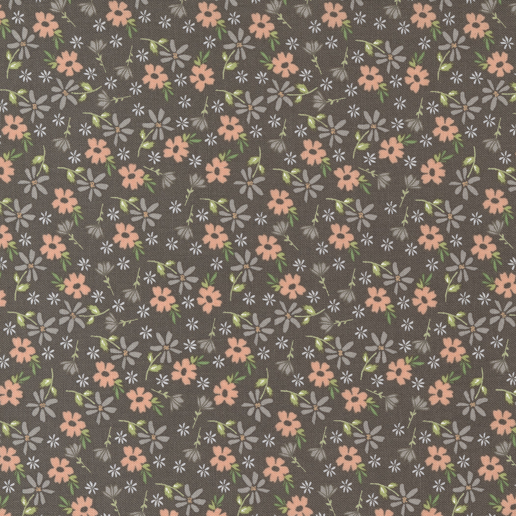Emma Quilt Fabric - Blossom Small Floral in Charcoal Dark Gray - 37631 21