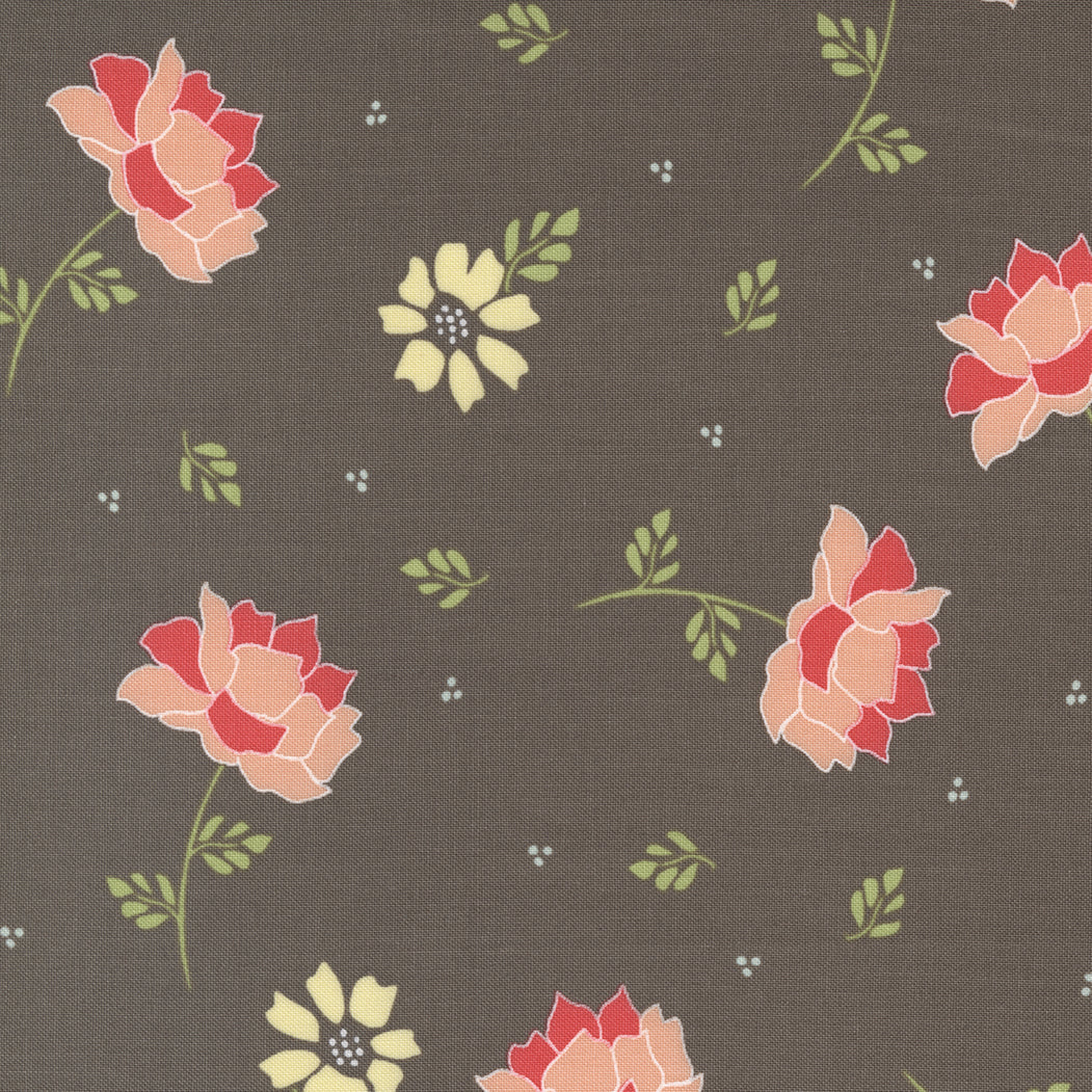 Emma Quilt Fabric - Flourish Large Floral in Charcoal Dark Gray - 37630 21