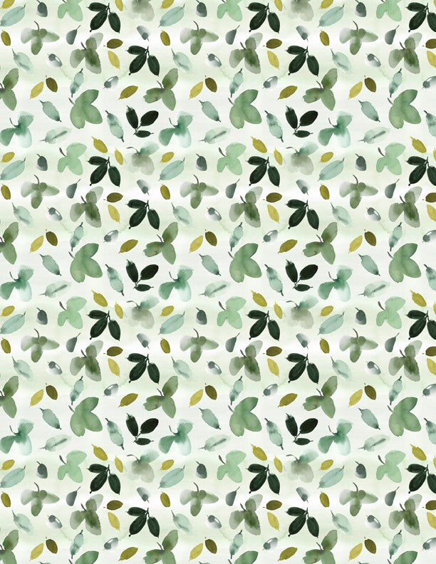Enchantment Quilt Fabrics - Leaf Toss in Green - 3039-13413-757