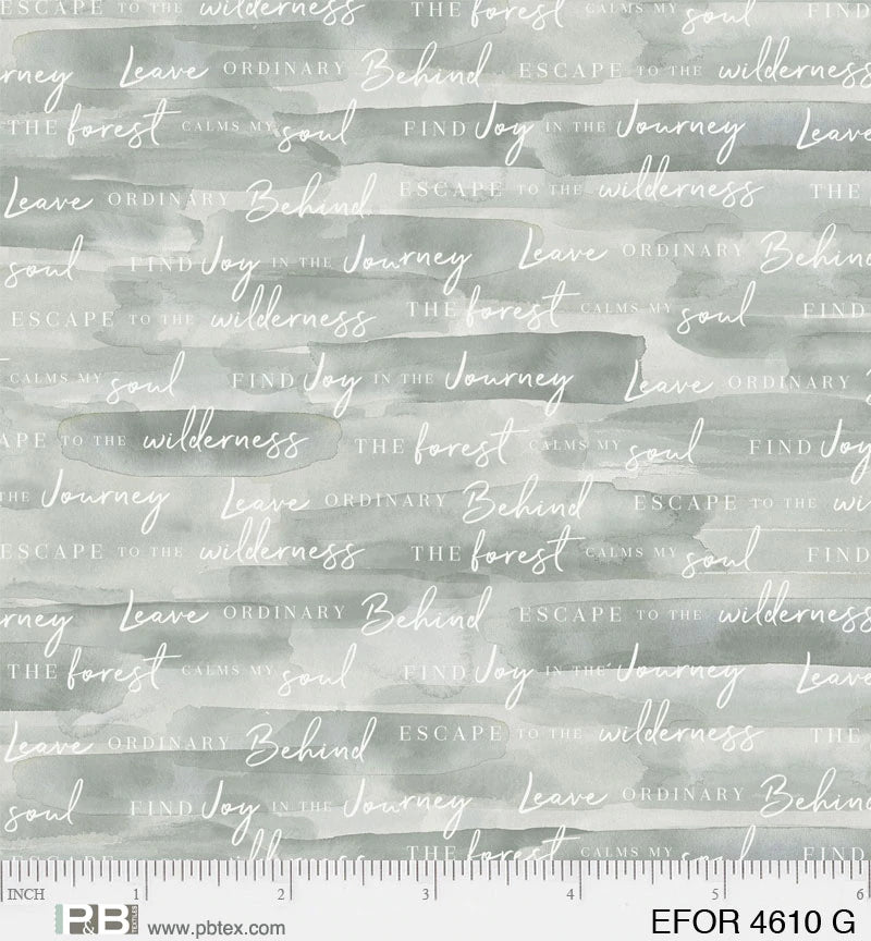 Ethereal Forest Quilt Fabric - Words in Green - EFOR 4610 G