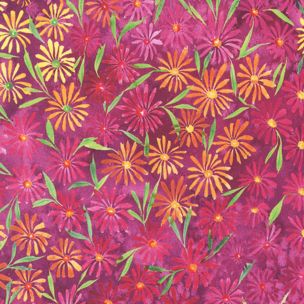 Eufloria Quilt Fabric - Kaleidobloom Floral in Dahlia Burgundy/Multi - 39744 17
