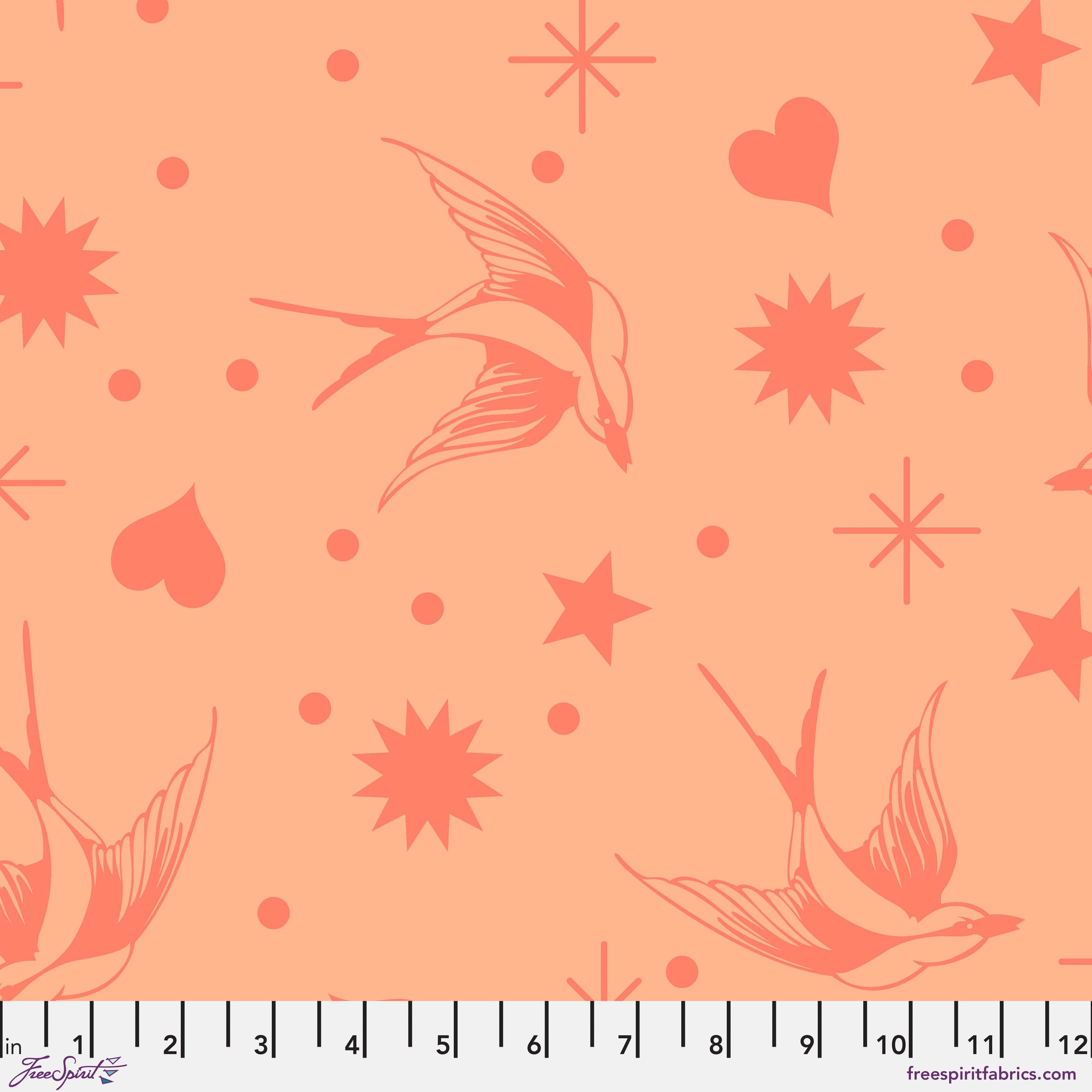 Everglow Quilt Fabric by Tula Pink - Neon Fairy Flakes in Lunar Orange - PWTP157.LUNAR