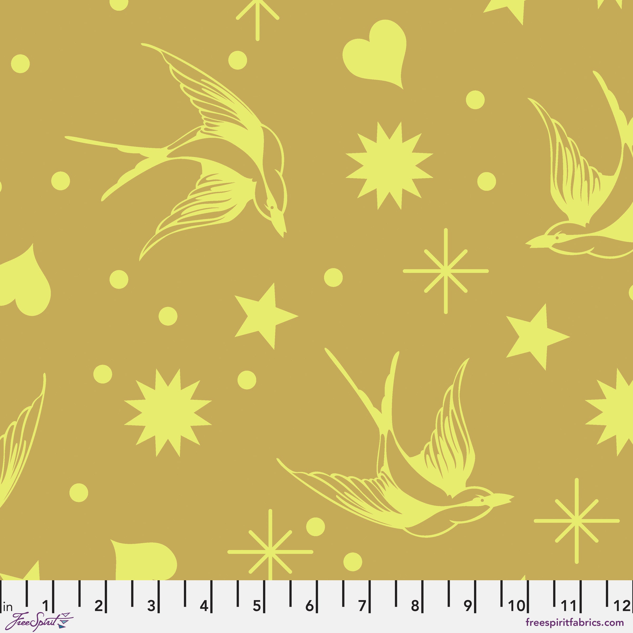 Everglow Quilt Fabric by Tula Pink - Neon Fairy Flakes in Moon Beam Yellow Gold - PWTP157.MOONBEAM