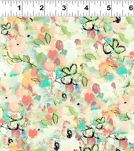 Feathered Friends Quilt Fabric - Petals in Light Coral - Y3494-38